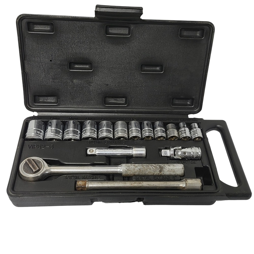 Viper VIP82-3 16 Piece 3/8 Drive Metric Socket Set 8mm-19mm with Ratchet & Case*